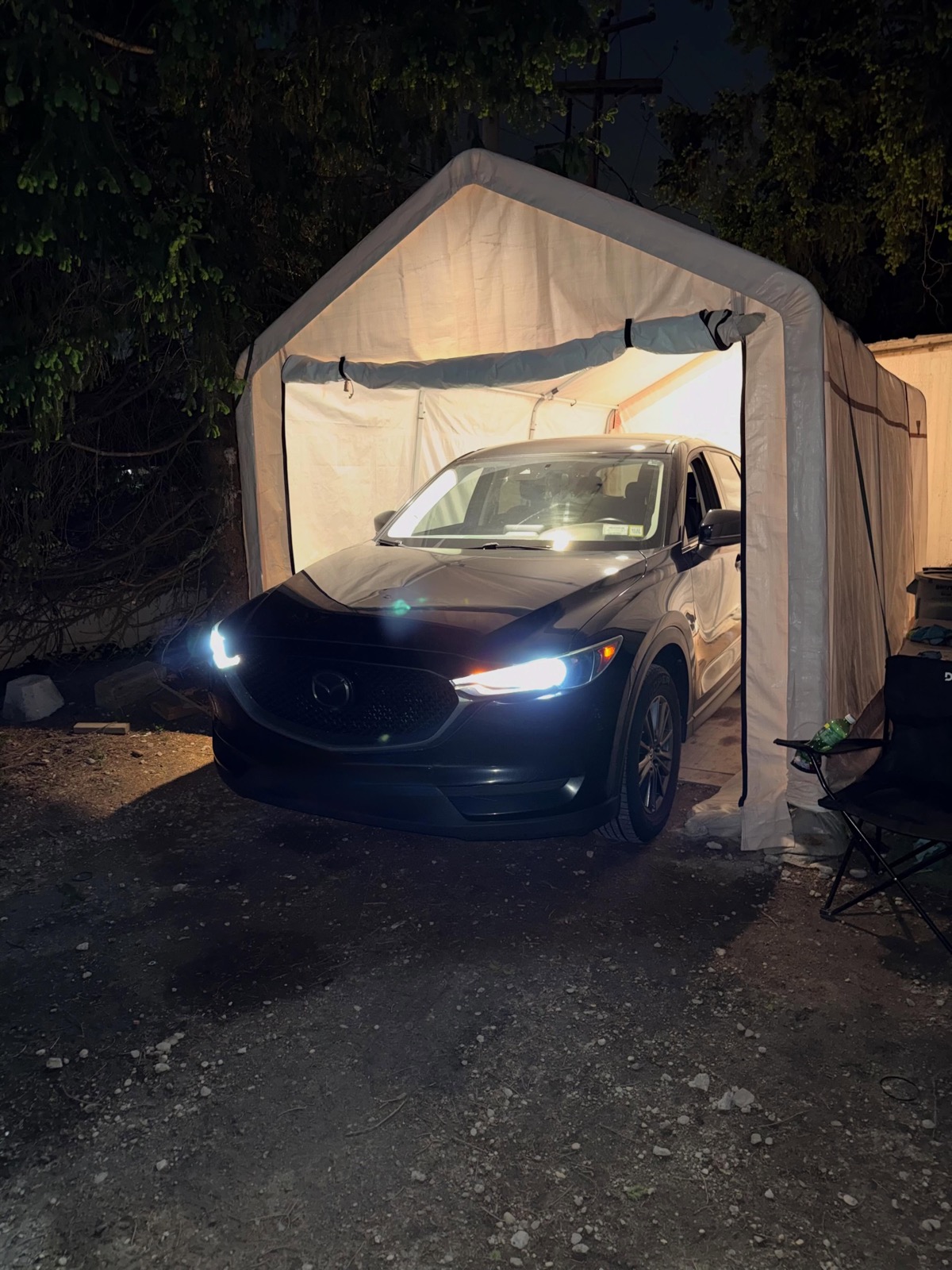 Ambient and starlight interior lighting install at night